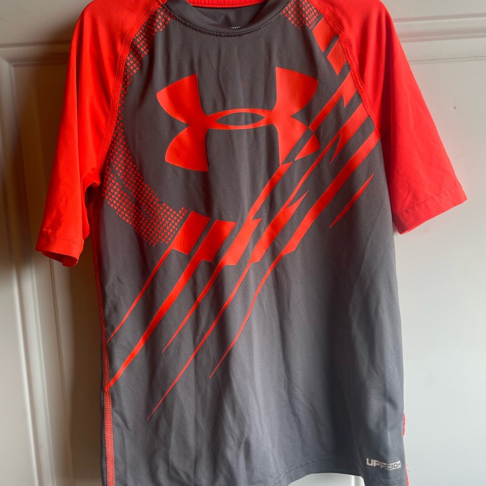 Under Armour Red and Gray Athletic Shirt DRI FIT